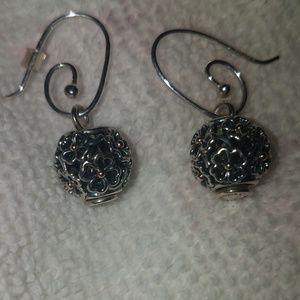 Pandora Sterling Silver Flowers Daggle Earrings
